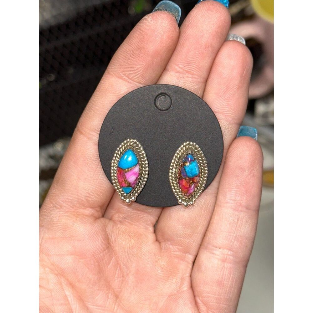 Pink Dream Mojave Turquoise .925 Sterling Silver Earrings